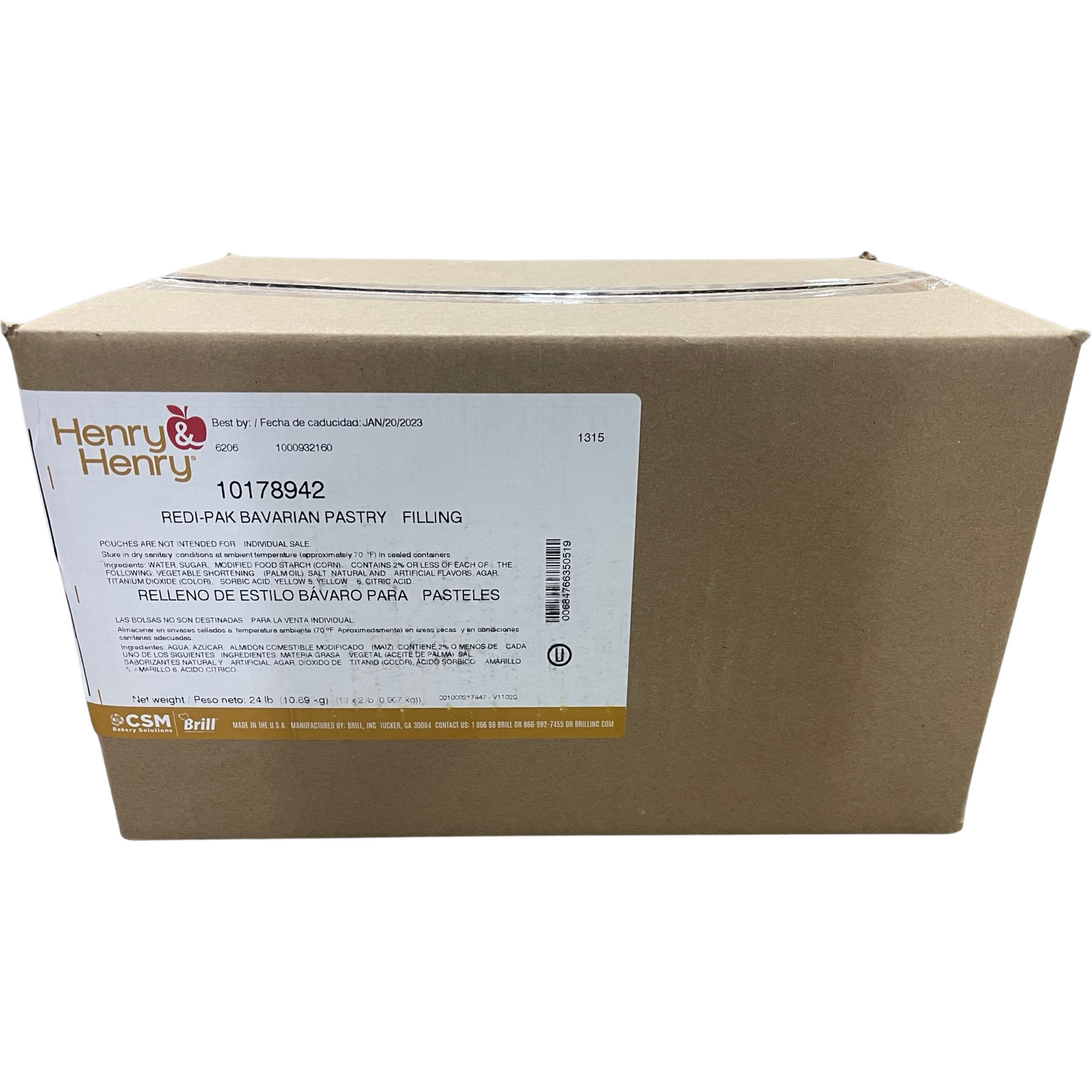 [CASE] Henry & Henry Bavarian Pastry Filling 12 X 2lbs